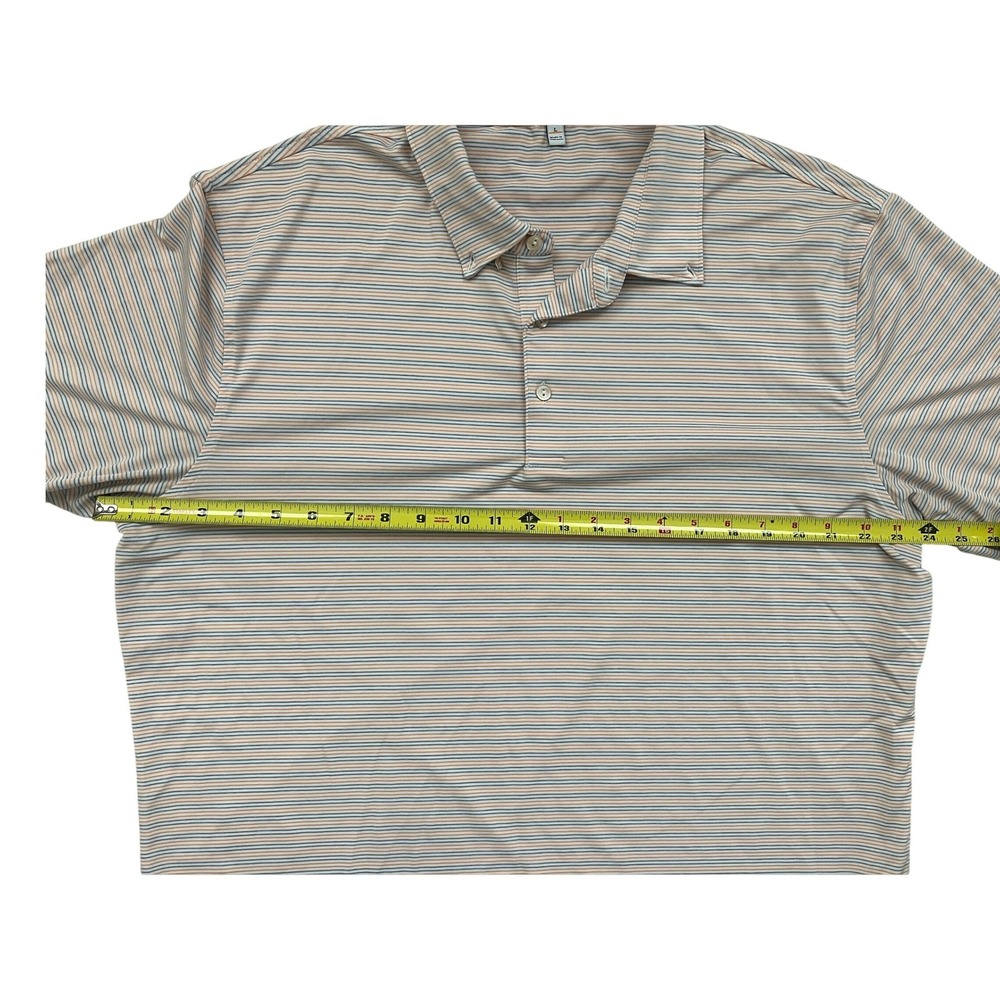 Peter Millar Summer Comfort Mens Large Orange Grey Striped Golf Polo Shirt L - Picture 7 of 8